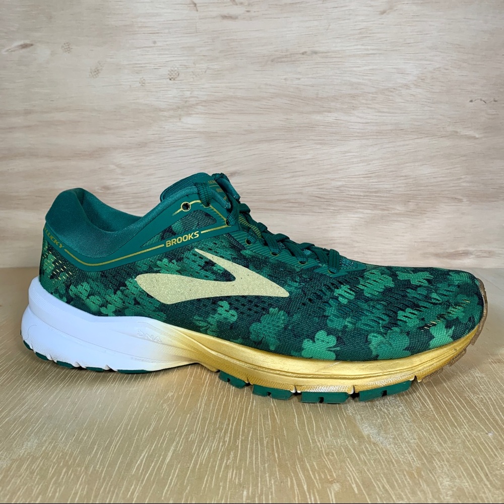 Brooks Launch 5 Lucky Green Gold St. Patrick’s Day Athletic Sneaker